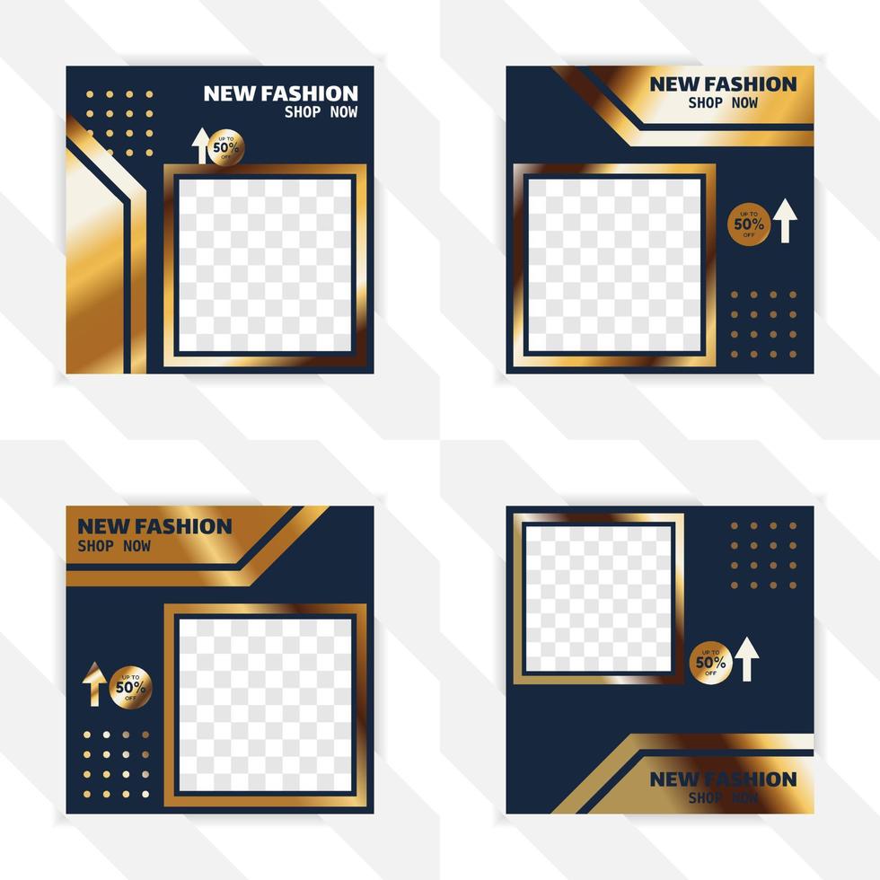bundle of square media social templates vector
