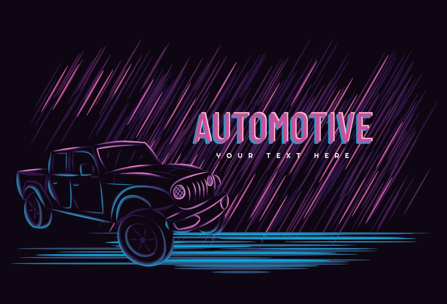 Illustration vector graphic of car automotive concept with line art neon sign style, Good for t shirt, banner, poster, landing page, flyer