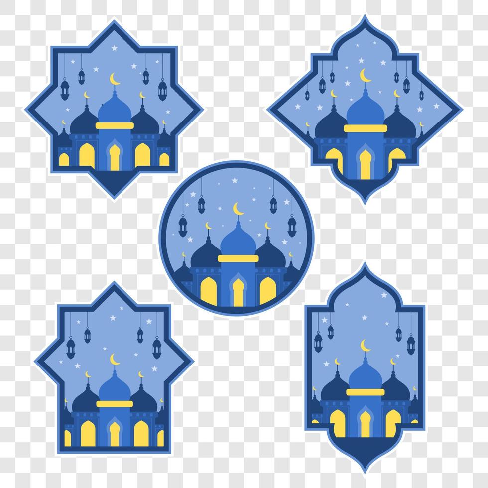 Blue mosques Islamic Badge, ,Islamic religion,Eid al-Adha,Eid Mubarak,Eid al fitr,Ramadan Kareem vector