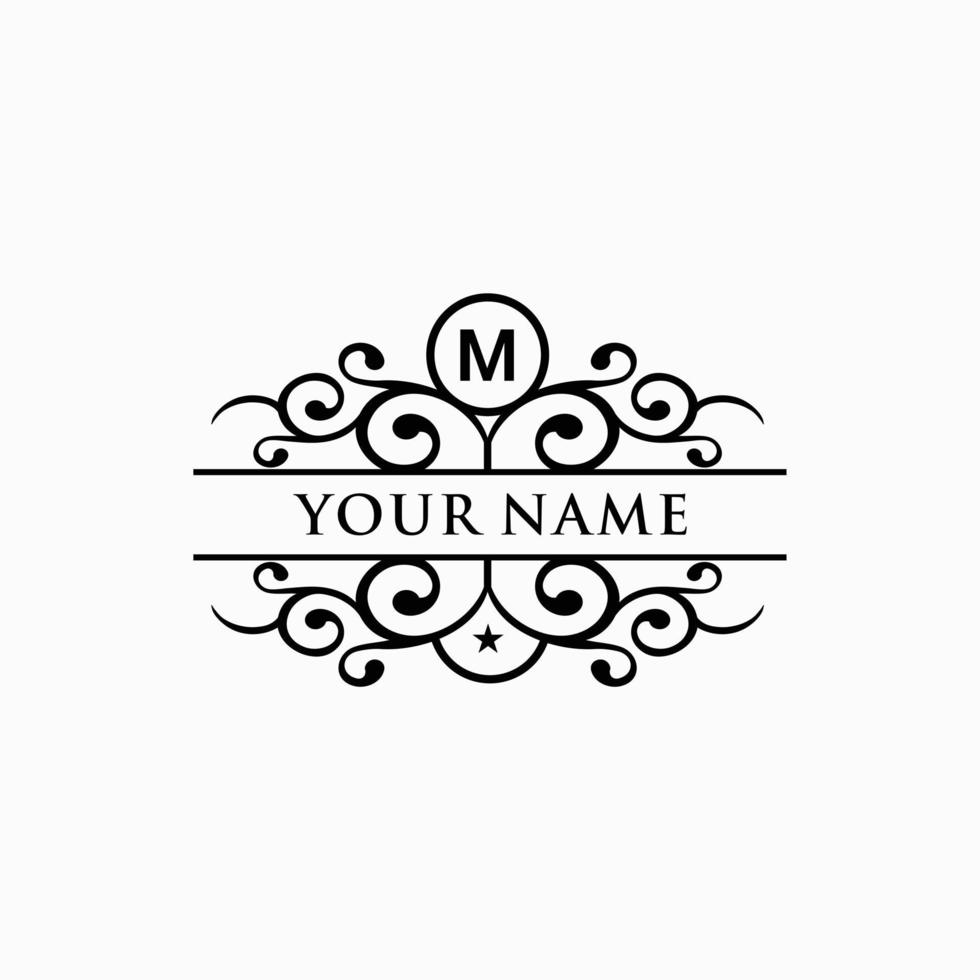 Vintage logo design template. Monogram with ornament design template for brand vector