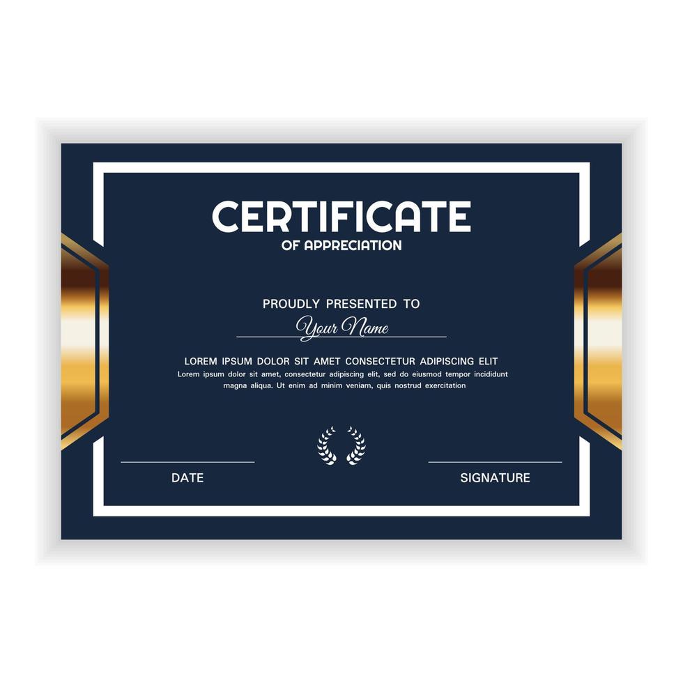 plantilla de premio de certificado de reconocimiento de oro creativo vector