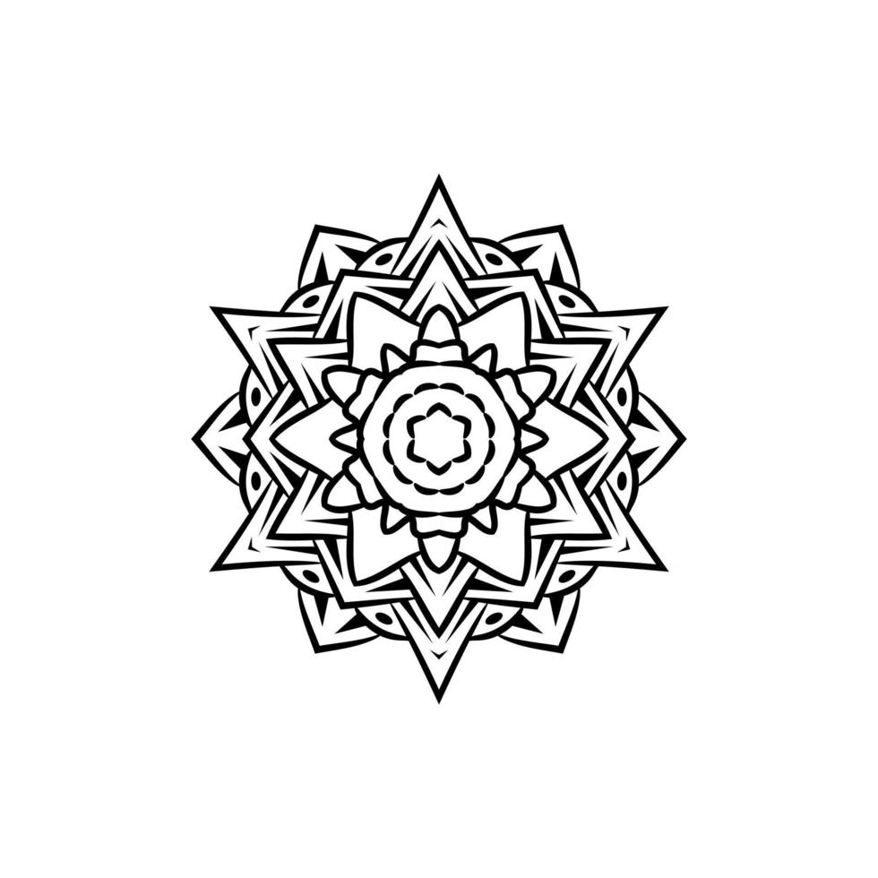 vector mandala blanco y negro aislado en blanco. elemento decorativo circular dibujado a mano vectorial. Ilustración de vector de colección de plantilla de tarjeta de invitación de ornamento de marco de boda