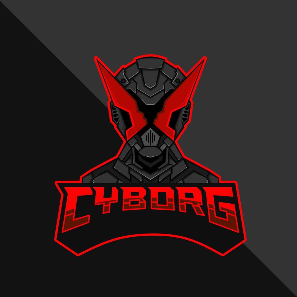 Cyborg Robot e-Sports Mascot Logo. Vector Illustration