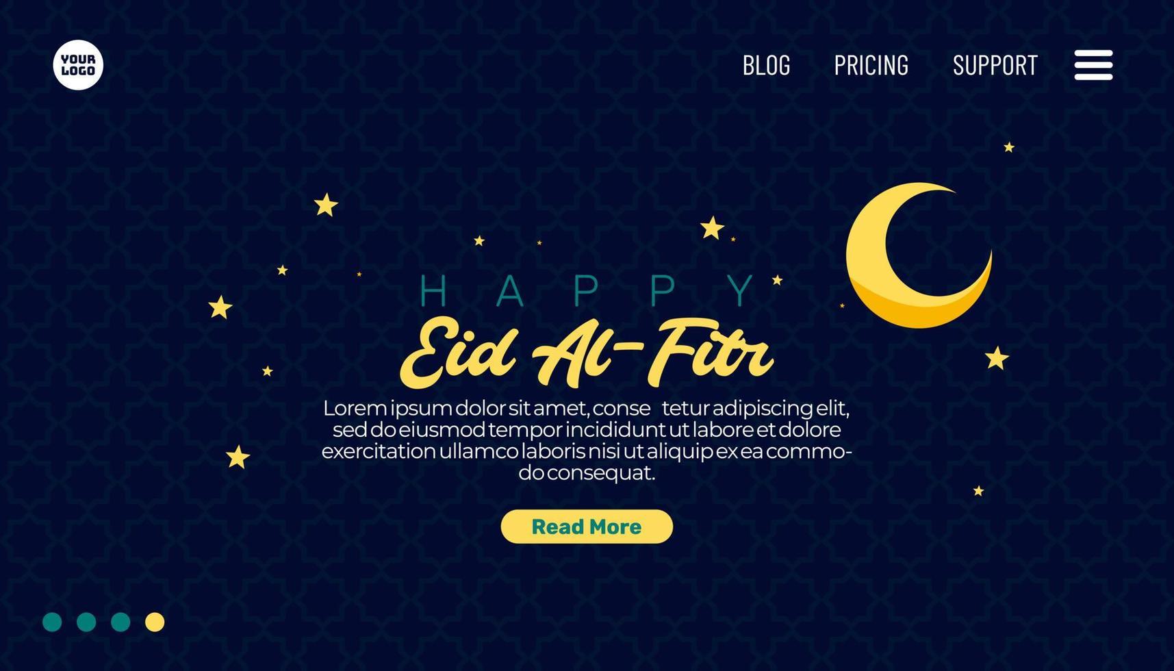 feliz fondo de eid al fitr. plantilla para banner, volante, página de destino, etc. ilustración vectorial vector