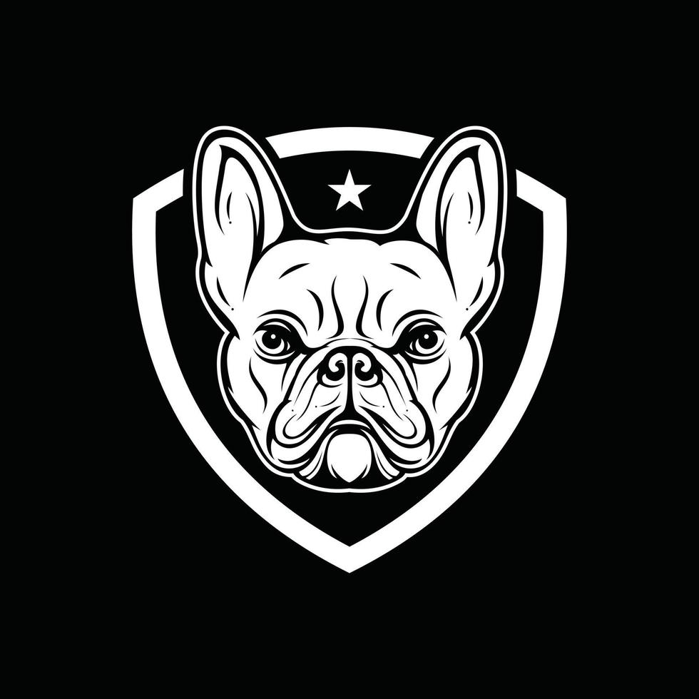 diseño vectorial de cabeza de perro en color blanco y negro para el logotipo de mascota vector