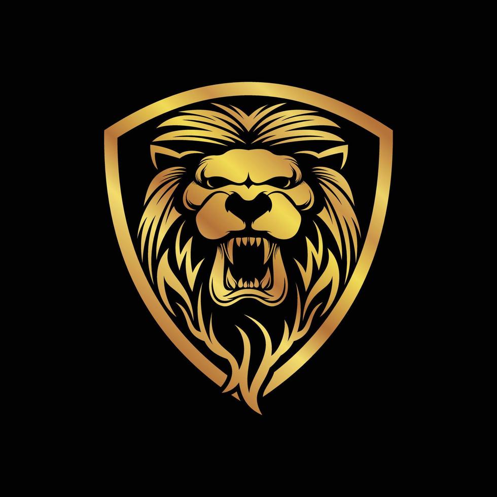 Lion head vector design in gold color 8101538 Vector Art at Vecteezy