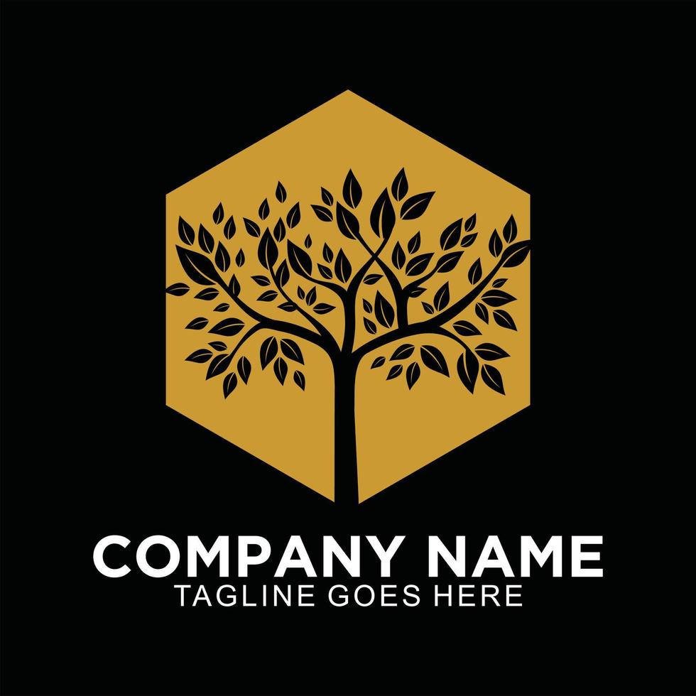 Golden tree logo design for business company vector