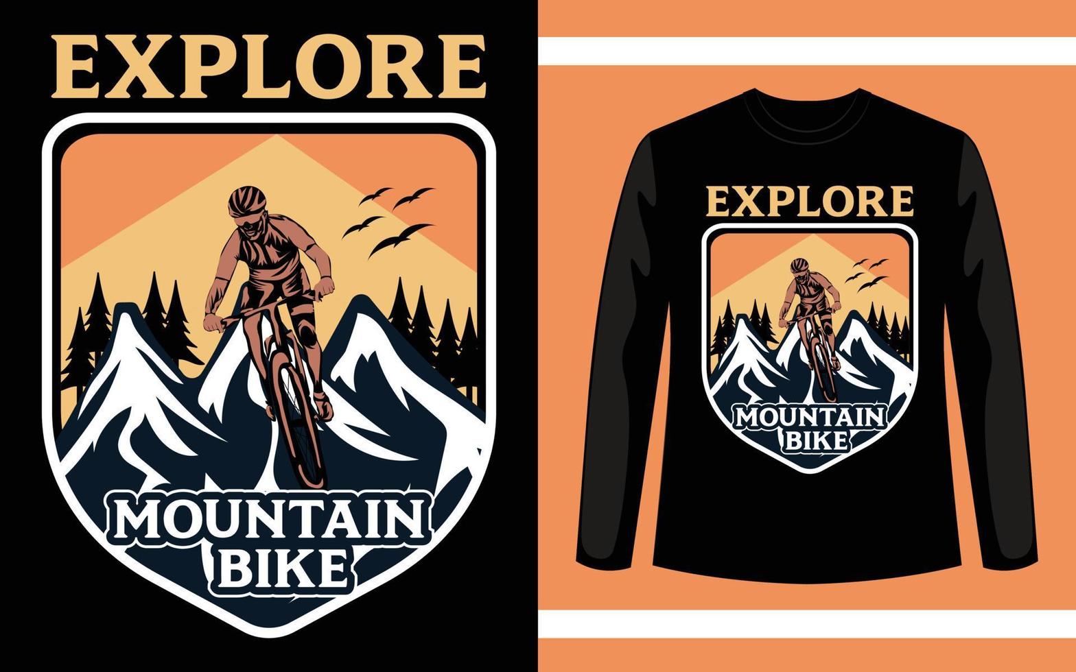 explore la plantilla de diseño de camiseta de vector de bicicleta de montaña