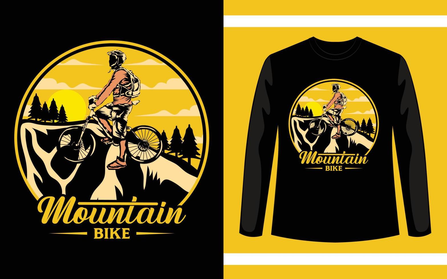 Mountain Bike Riding Vector T-Shirt Design Template