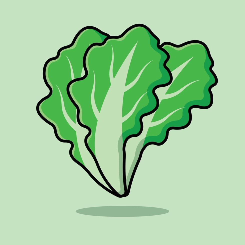 ilustración de icono de vector de dibujos animados de lechuga mostaza verde flotante. comida naturaleza icono concepto aislado premium vector