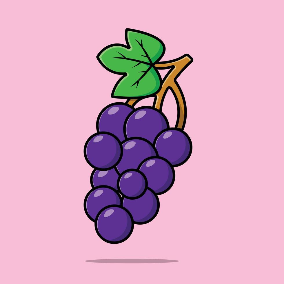 Grape Fruit Cartoon Vector Icon Illustration. Food ObjectIcon Concept Isolated Premium Vector.