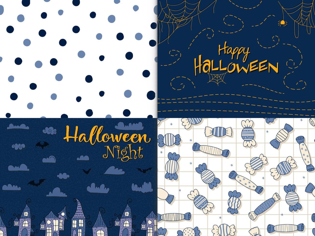 Set of illustrations and patterns. Halloween - October 31. Hand-drawn doodle illustration. Trick or treat. Happy Halloween 2022. vector