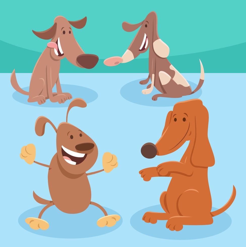 grupo de personajes de animales de perros y cachorros cómicos vector