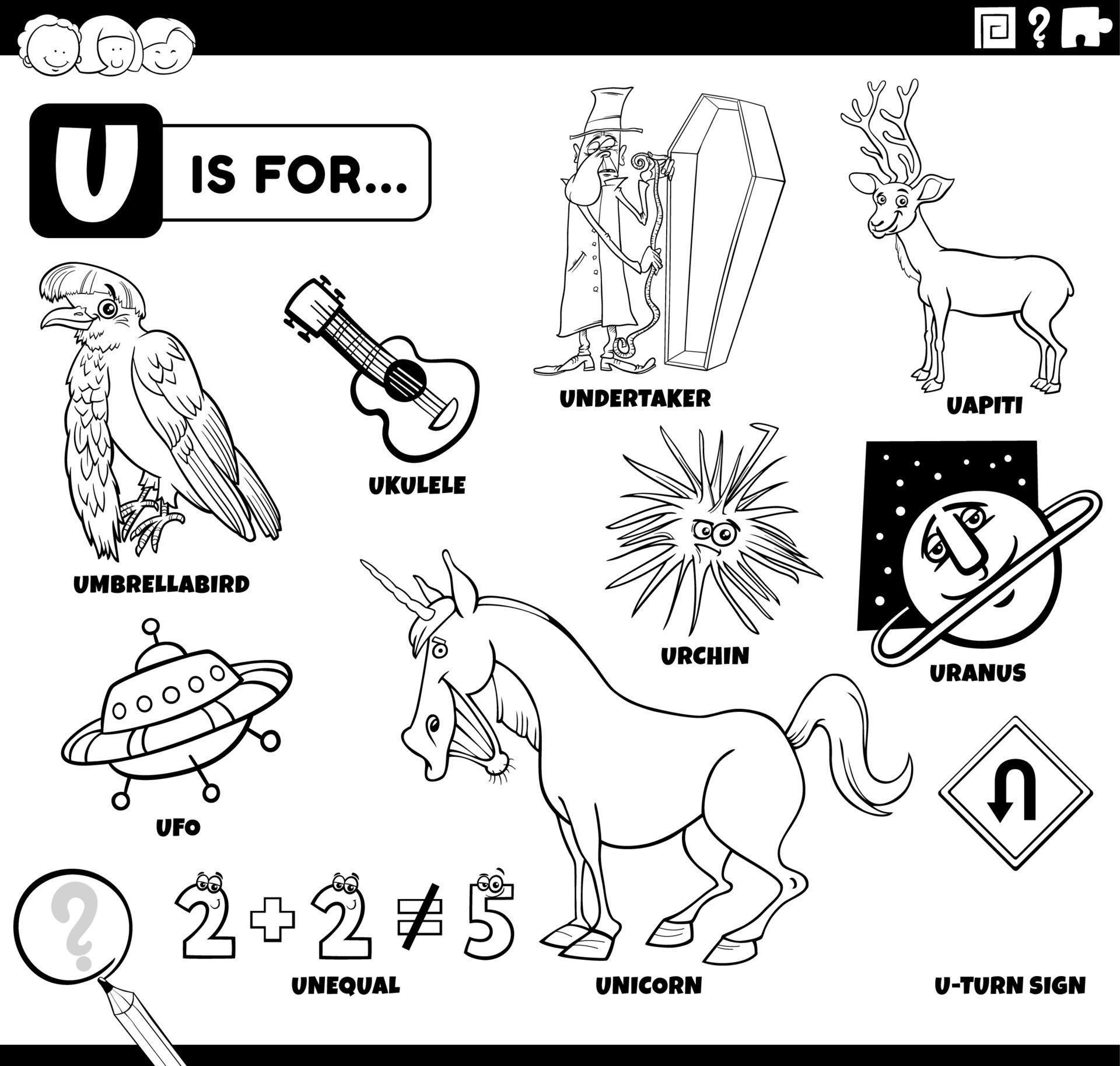 letter-u-words-educational-set-coloring-book-page-8101950-vector-art-at