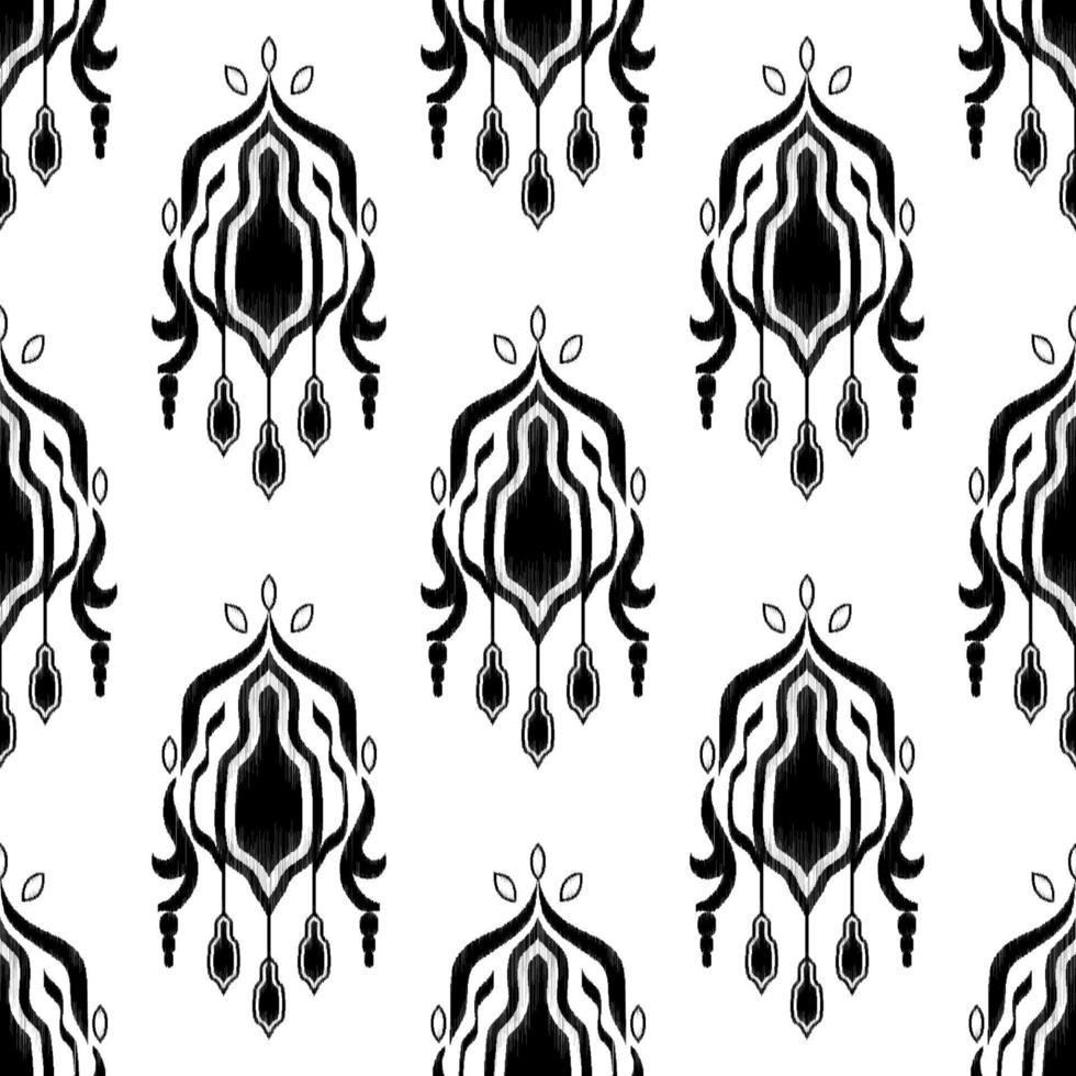 Seamless ethnic pattern black and white, Vector drawing frame element design for fashion clothes, wallpaper, wrapping paper, decoration background.
