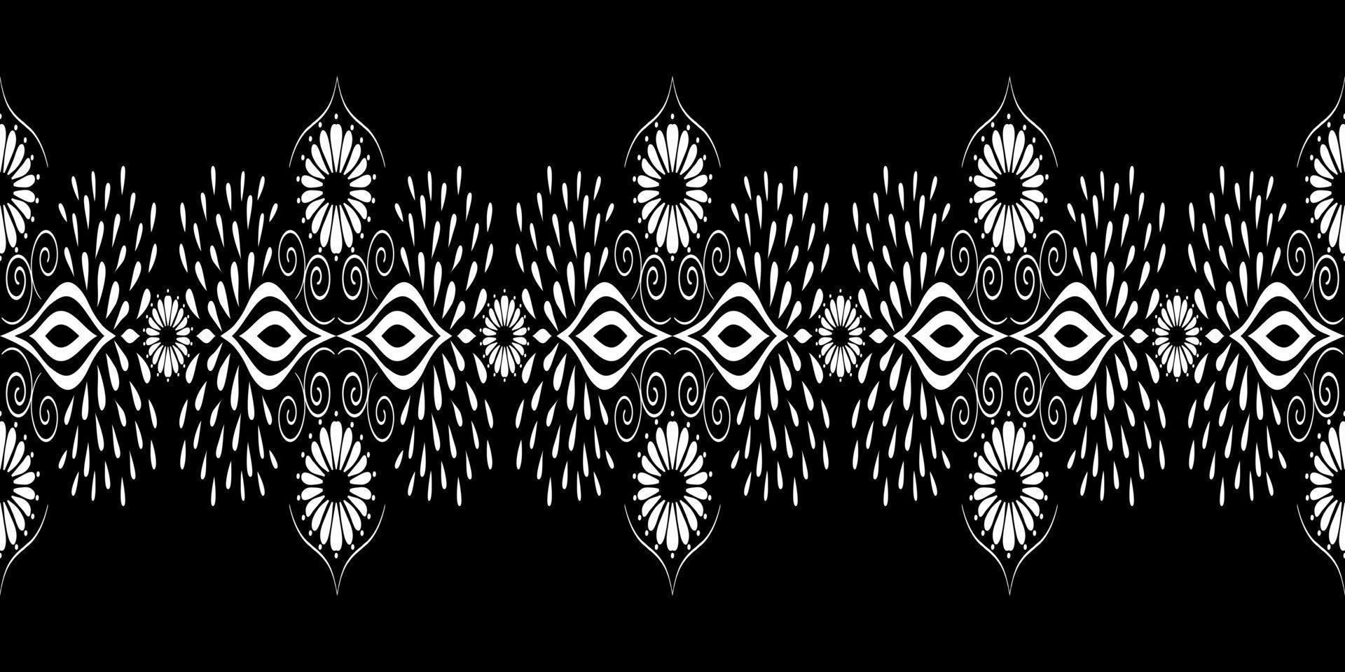Round curve seamless pattern, Vector black and white color, Horizontal drop splash hand drawn design for fashion clothes, wallpaper, decoration background.