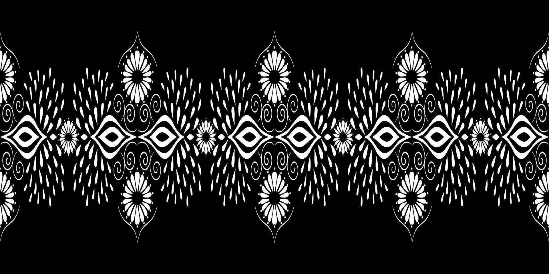 Round curve seamless pattern, Vector black and white color, Horizontal drop splash hand drawn design for fashion clothes, wallpaper, decoration background.