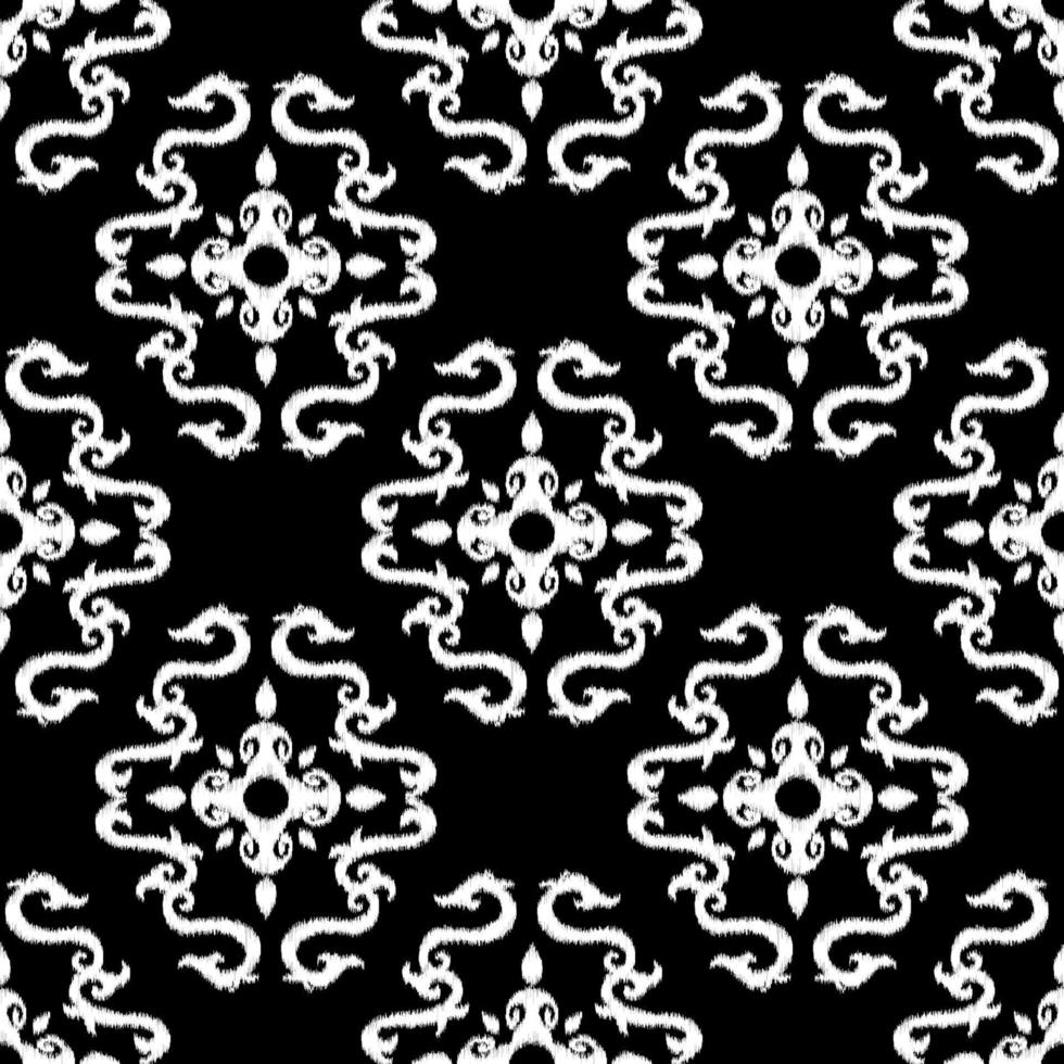 Seamless ethnic pattern black and white, Vector drawing sketch design for fashion clothes, wallpaper, wrapping paper, decoration background.