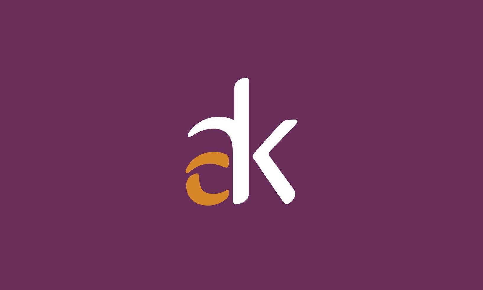 Alphabet letters Initials Monogram logo AK, KA, A and K vector