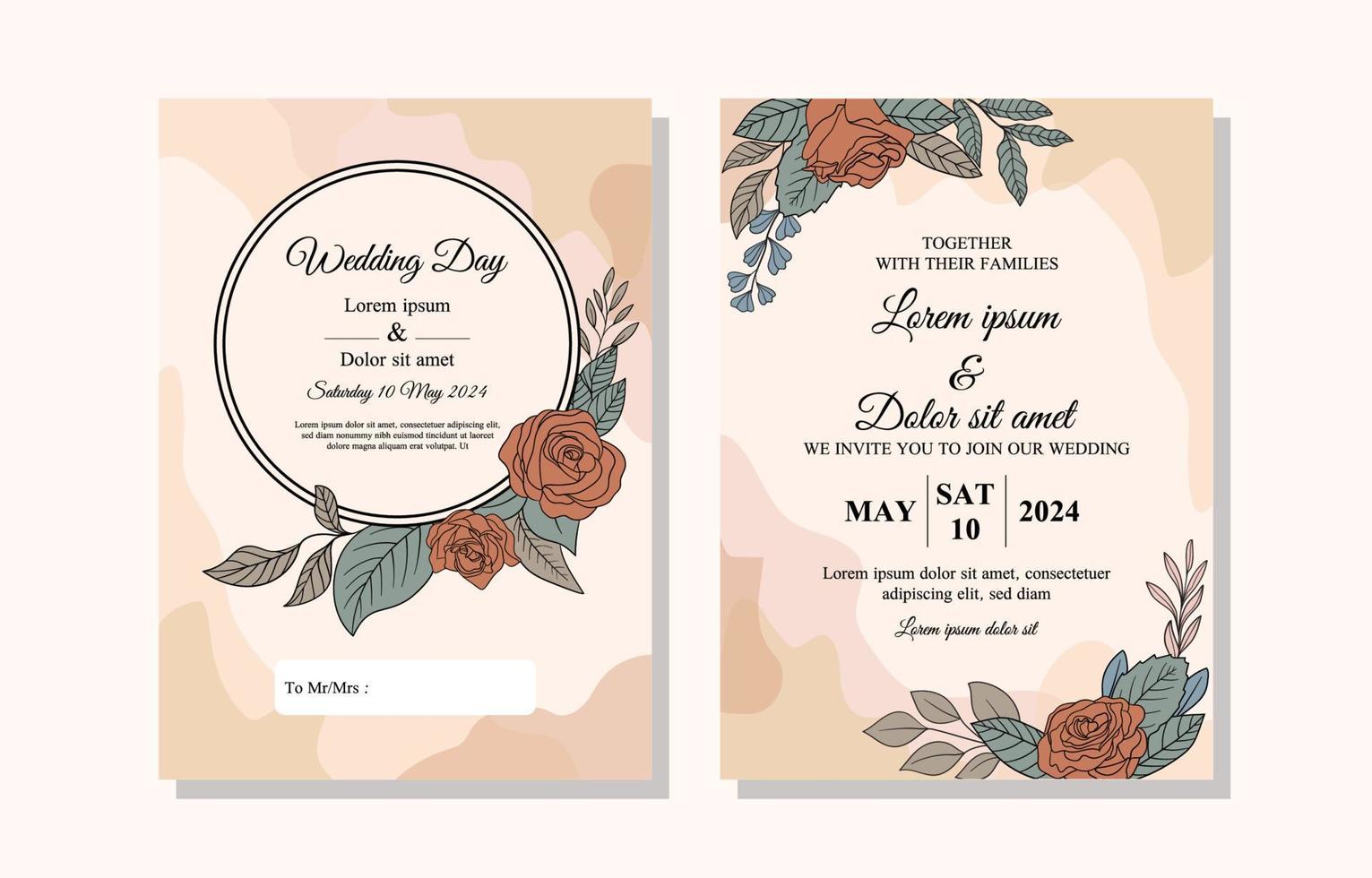 Earthy Tone Wedding Card vector