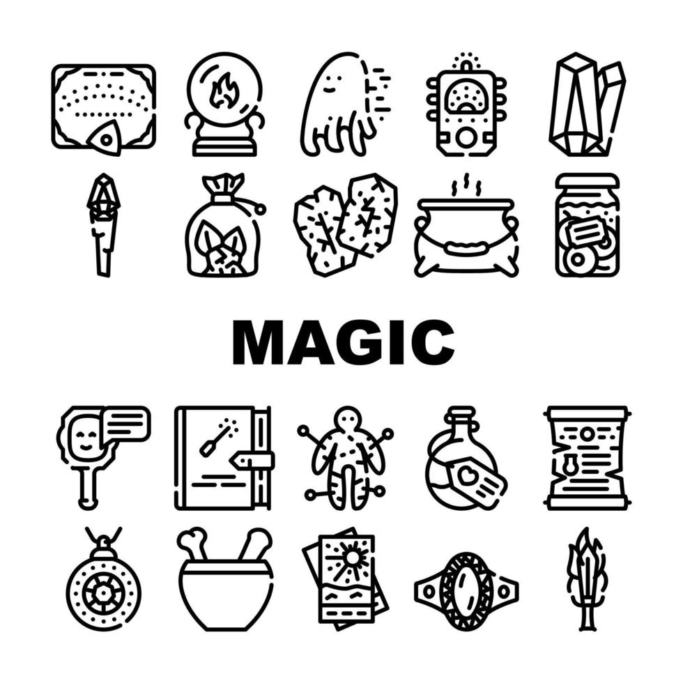 Magic Mystery Objects Collection Icons Set Vector