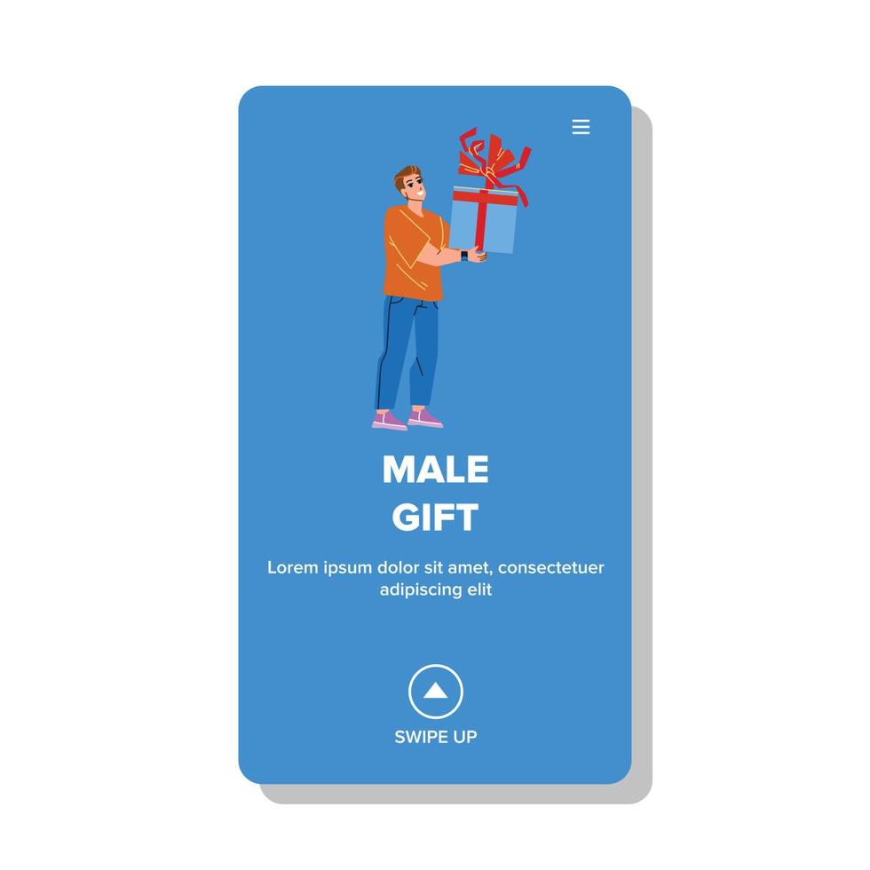 Male Gift Packaging Getting Man On Birthday Vector