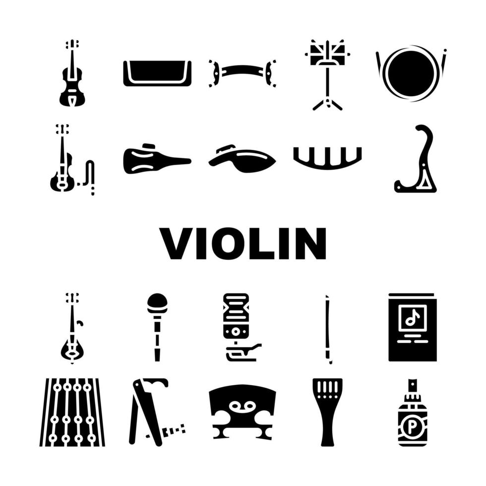 vector de conjunto de iconos de instrumentos musicales de cuerda de violín