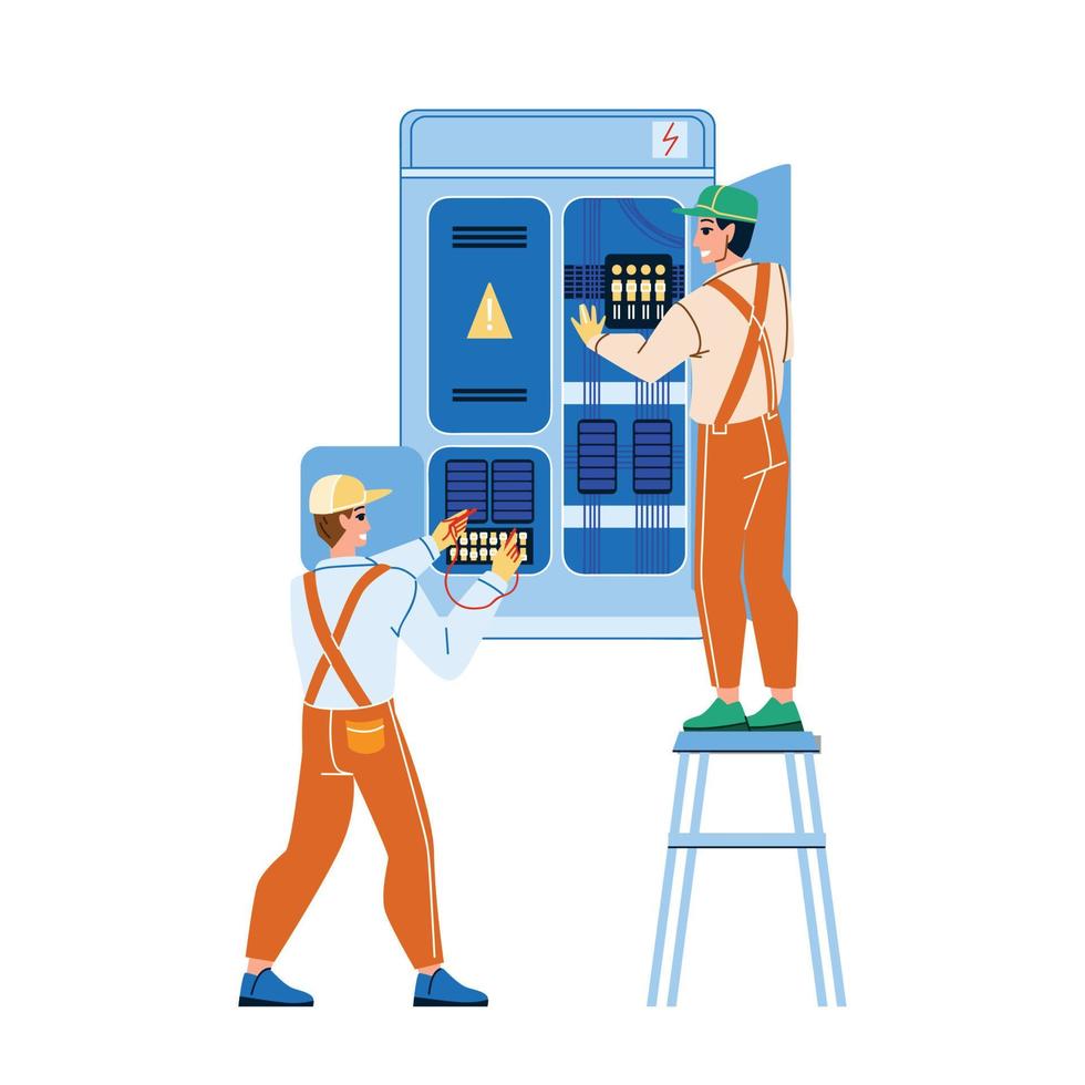 Electrical Engineering Cabinet Workers Vector