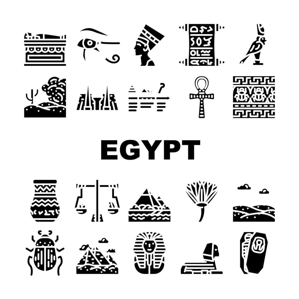 Egypt Civilization Landscape Icons Set Vector