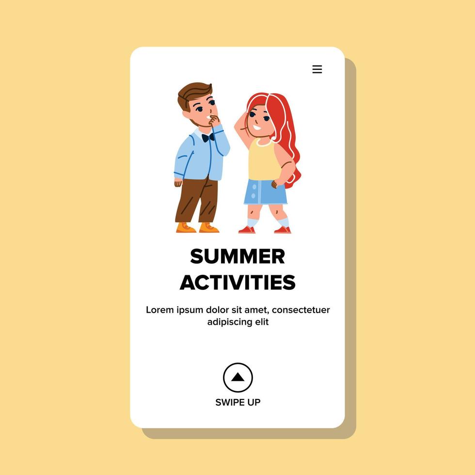 Summer Activities Brother And Sister Kids Vector