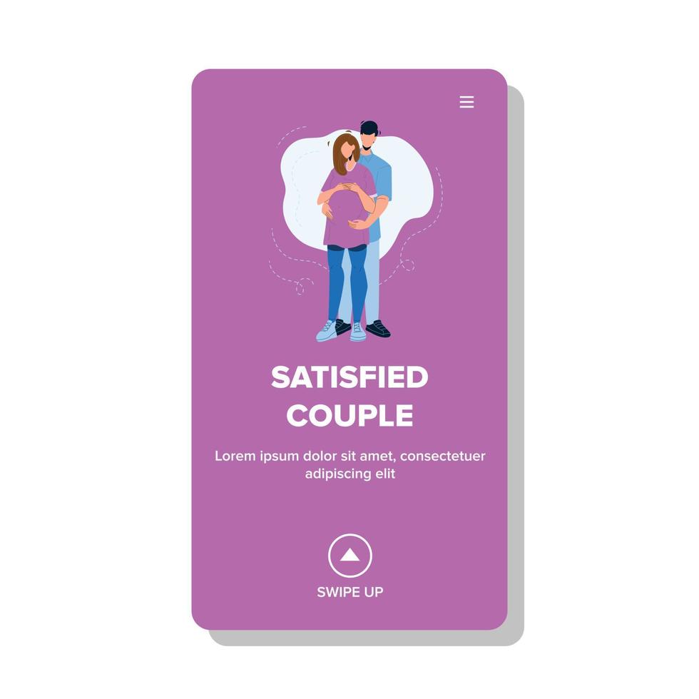 Satisfied Couple Embrace Waiting Childbirth Vector