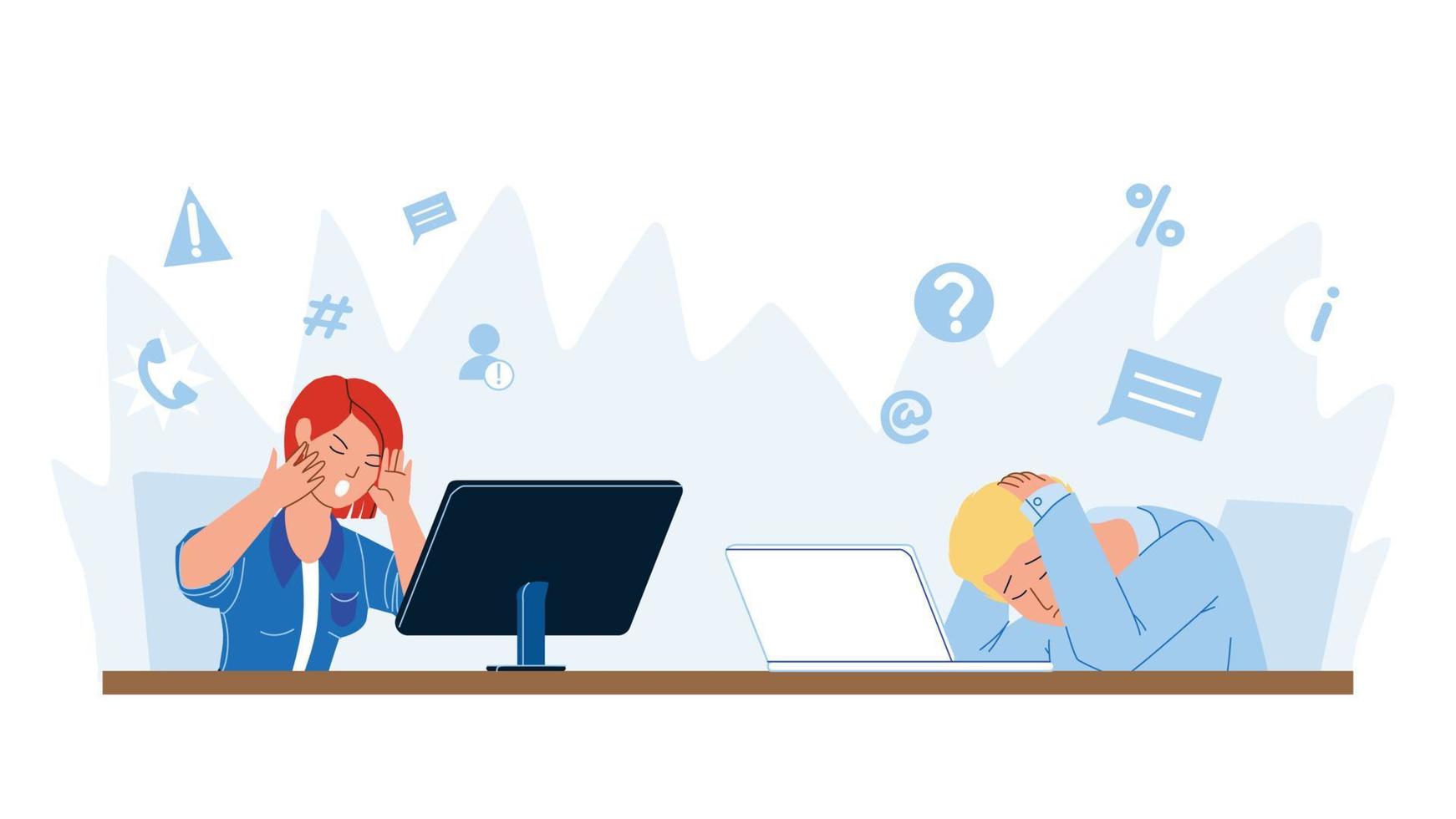 Digital Stress Feeling Employees In Office Vector