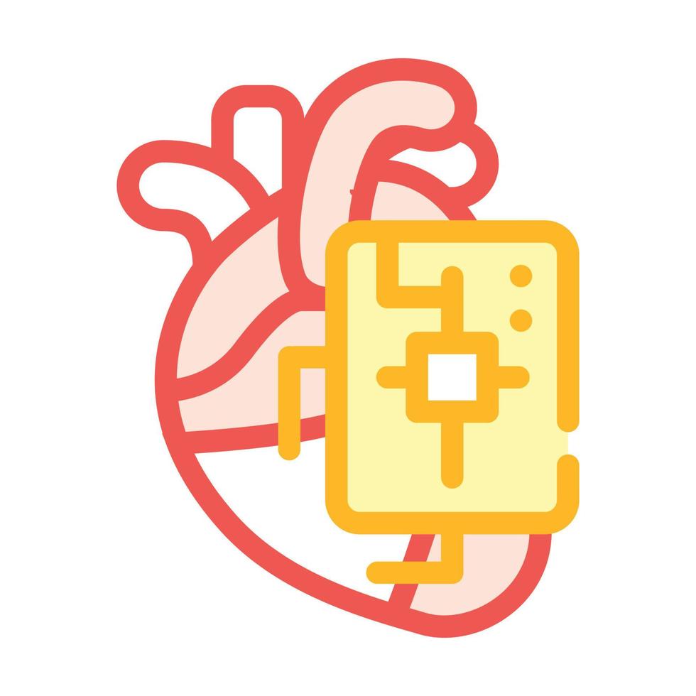 microchip para la ilustración de vector de icono de color de corazón