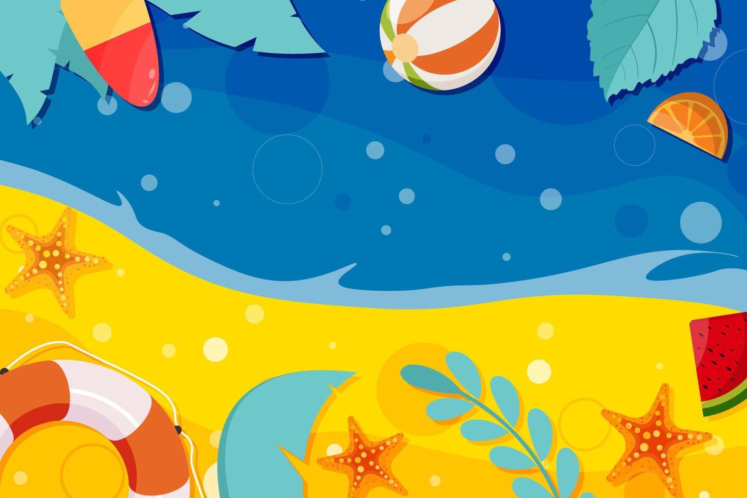 Flat Summer beach elements background vector