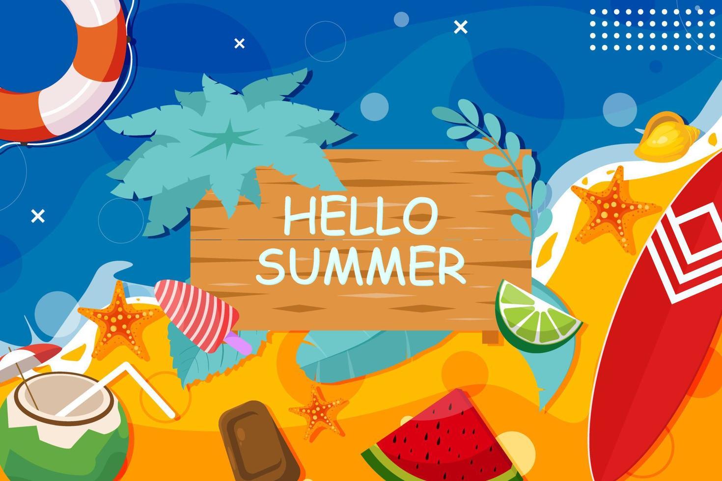 Summer beach with ice cream elements background vector