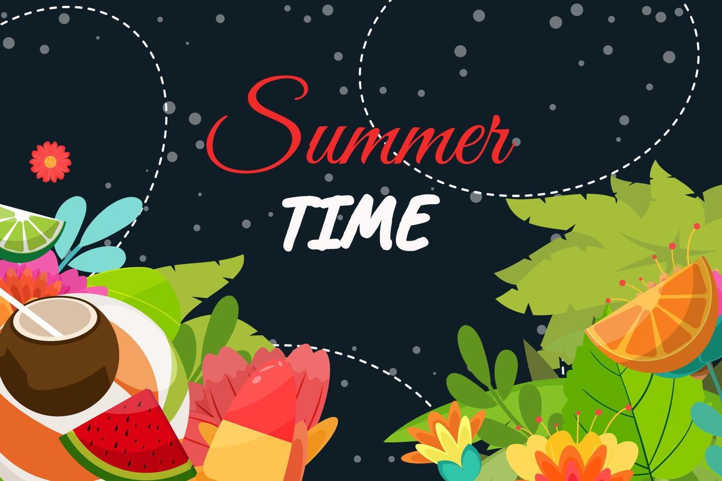 Summer food with leaves elements background vector