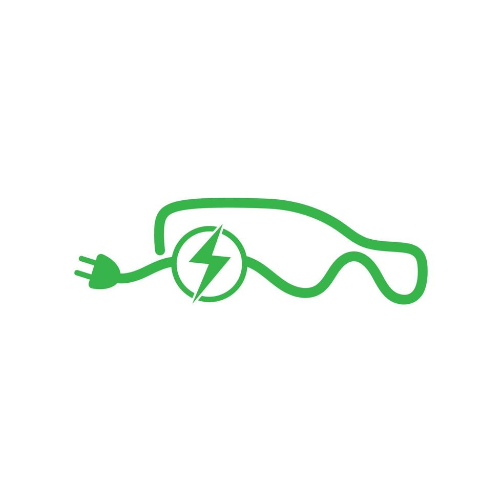 coche ecológico y vector de logotipo de icono de tecnología de coche verde eléctrico.