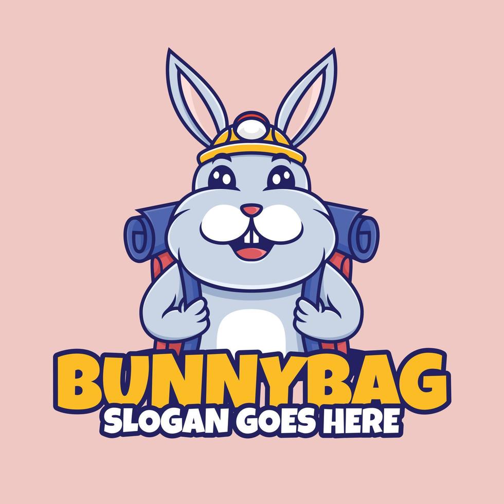 bunny logo bag mascot cartoon illustrations vector