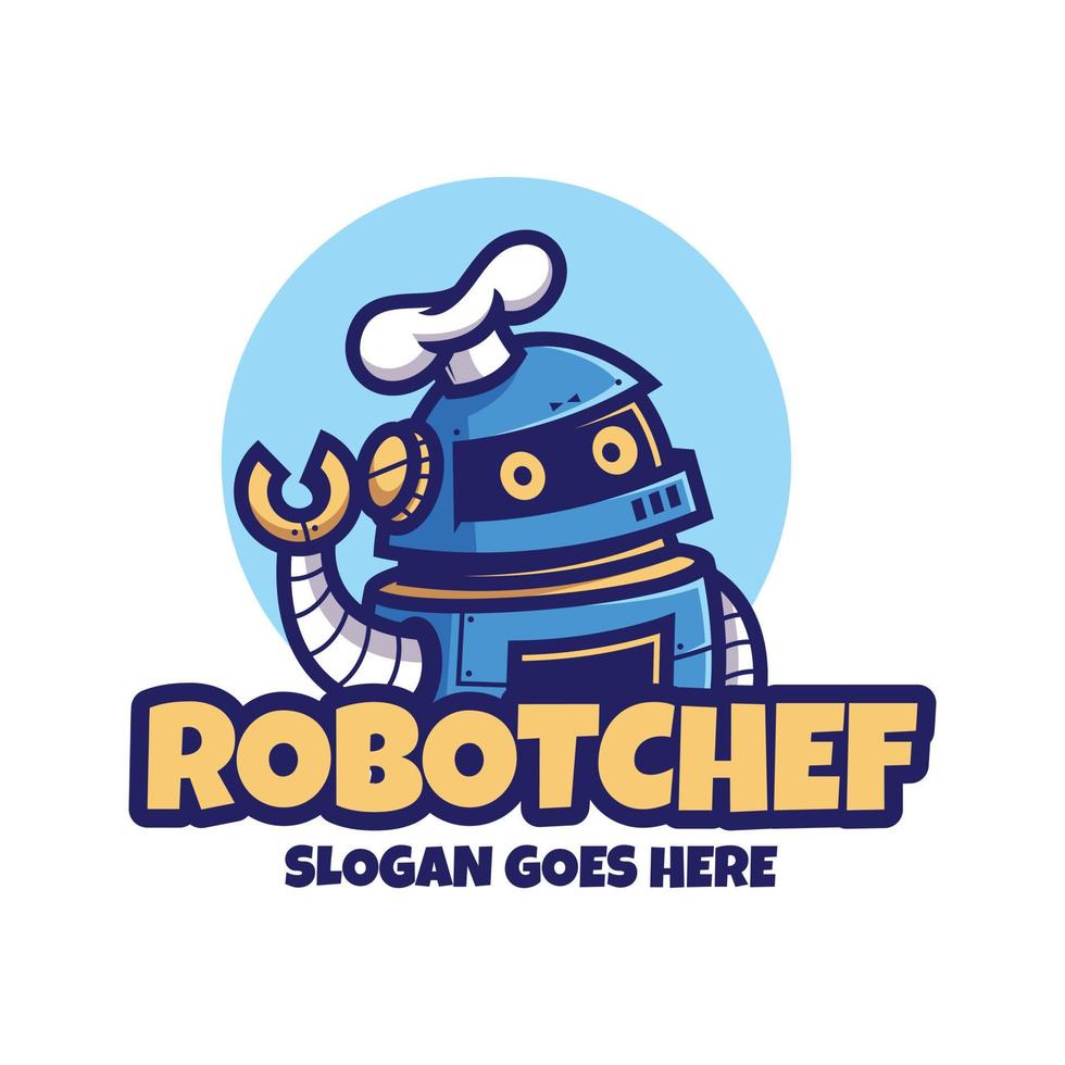 robot comida chef mascota dibujos animados ilustración vector