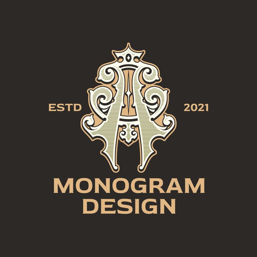 logo monograma vintage a vector