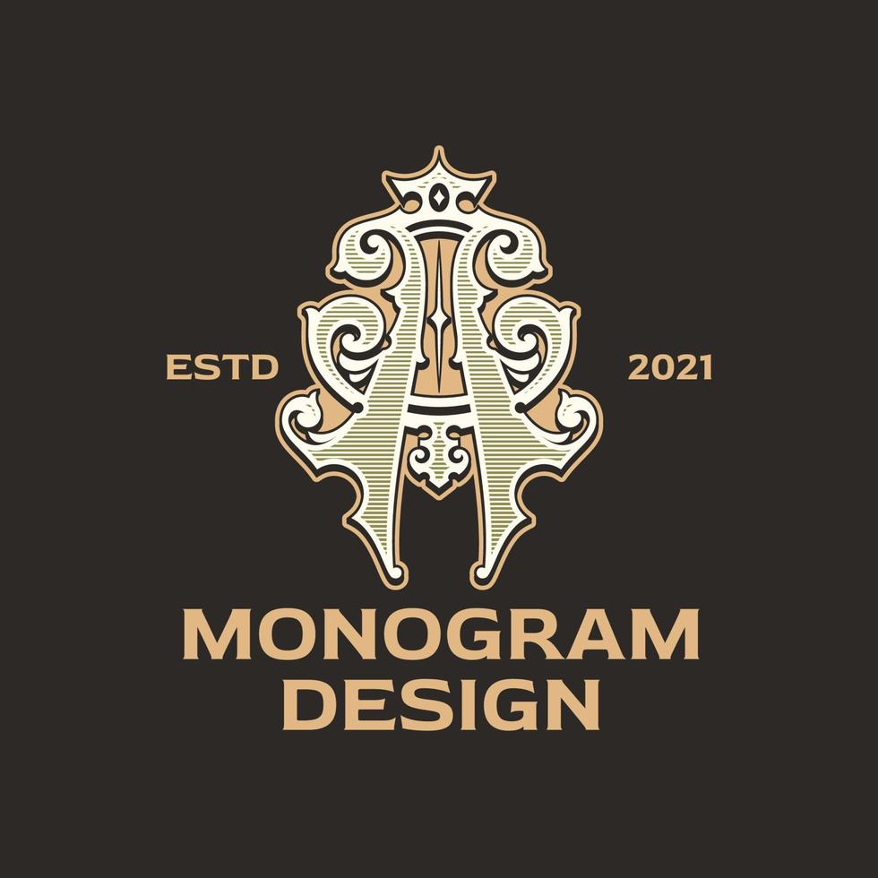 Logo Monogram vintage A vector