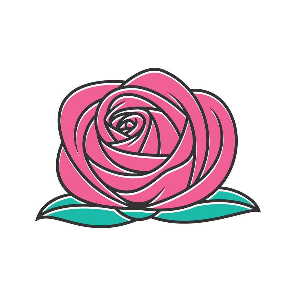 Minimalist rose logo cartoon mascot vector