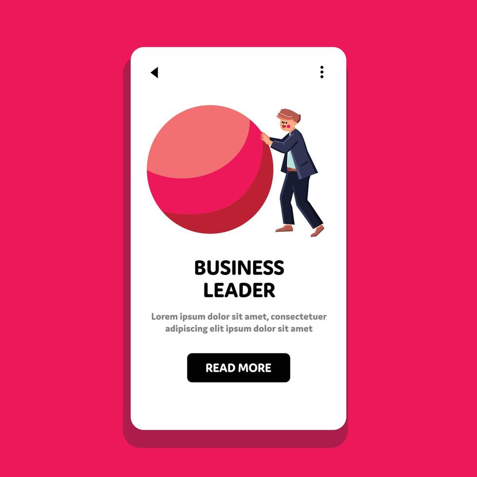 Business Leader Man Pushing Sphere Process Vector