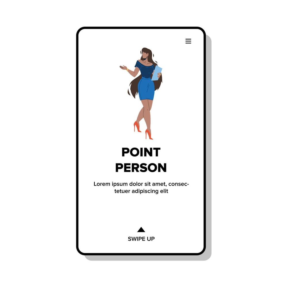 Point Person Businesswoman Pointing Away Vector flat