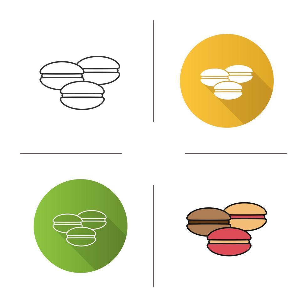 Macarons icon. Flat design, linear and color styles. Isolated vector illustrations