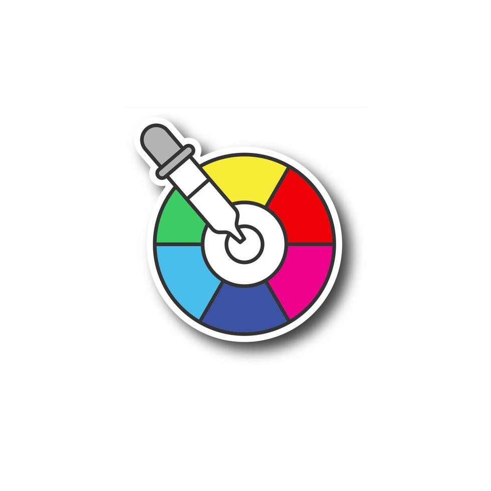 Color picker tool patch. Color sticker. Vector isolated illustration