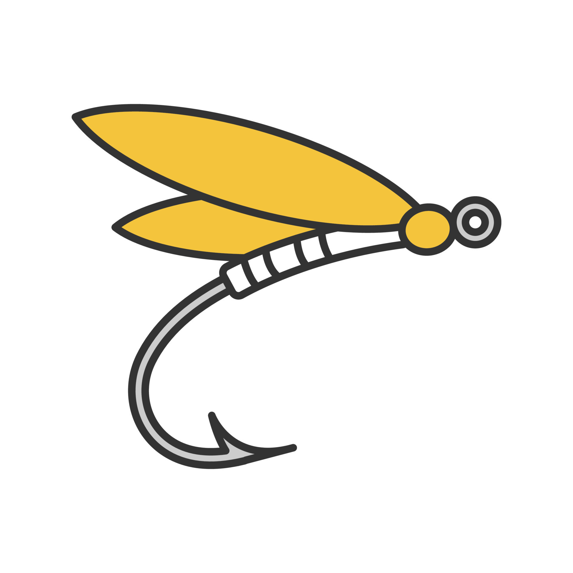 Fly fishing color icon. Insect bait. Dragonfly lure. Isolated