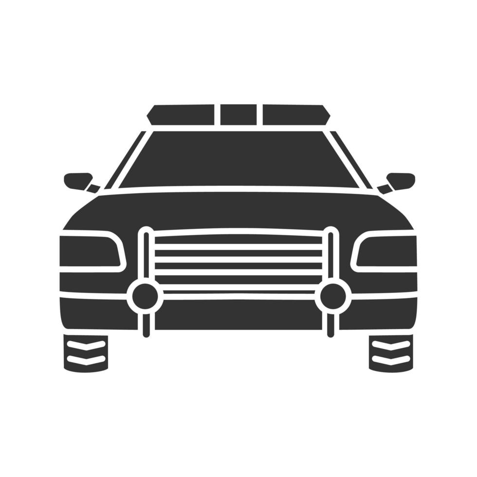 Police car glyph icon. Silhouette symbol. Negative space. Vector isolated illustration