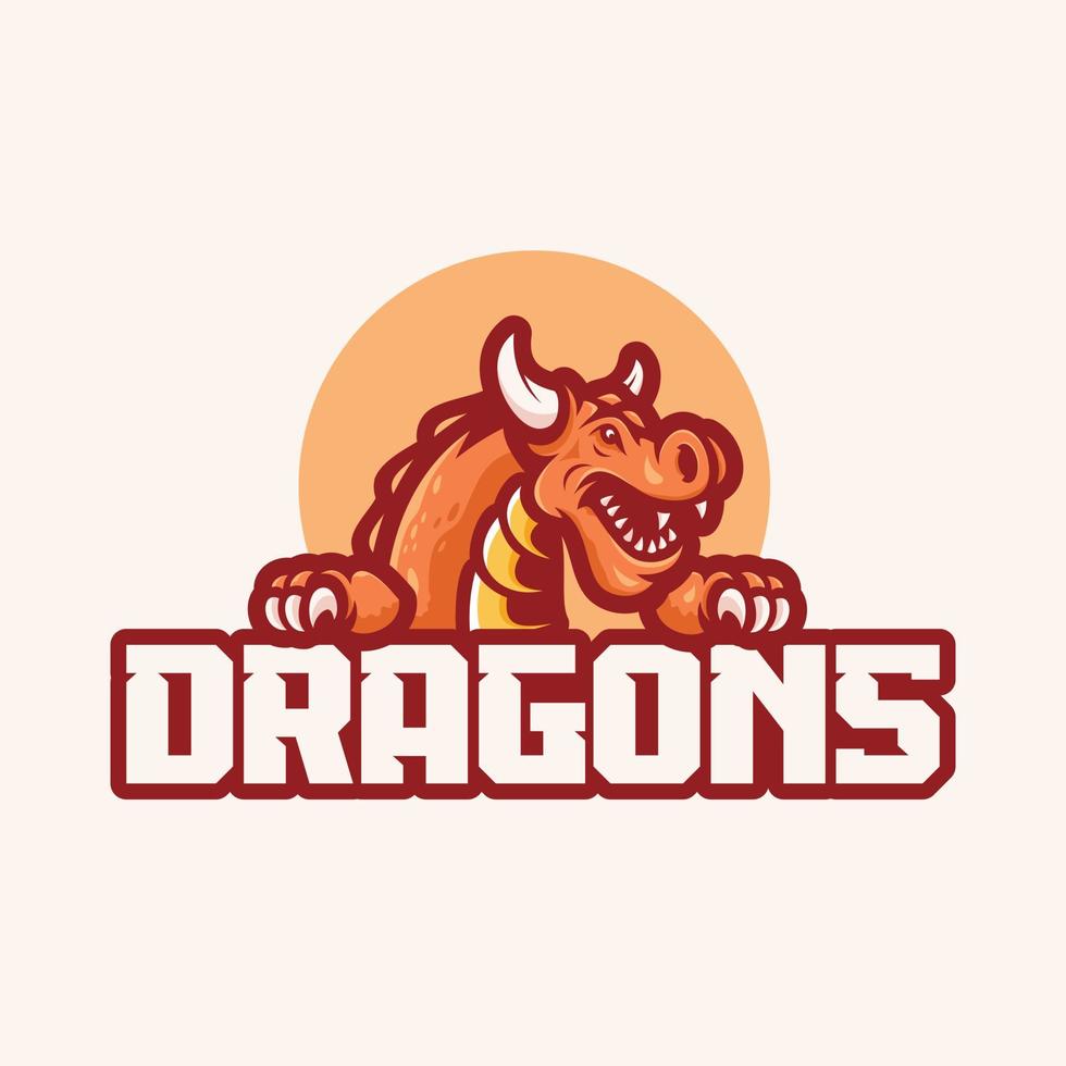 dragon cute mascot logo cartoon vector