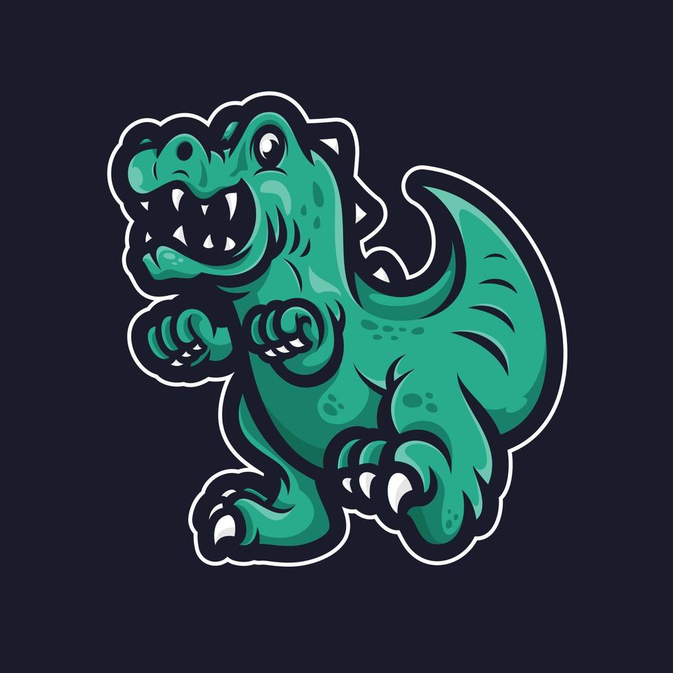 dinosaur mascot logo cartoon illustration vector